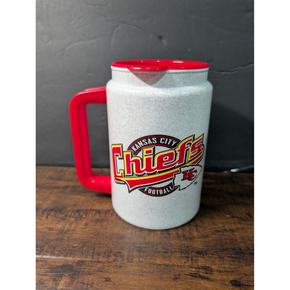 Vintage Kansas City Chiefs Insulated Plastic Mug Red Grey NFL Football Stein Cup